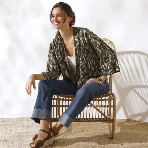 Jachetă kimono cu imprimeu batik