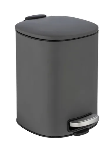Cos de gunoi, Wenko, Alassio, 20.5 x 24.5 x 27 cm, 5 L, inox/polipropilena, gri/negru