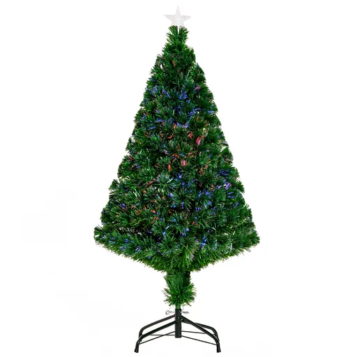 Brad de Craciun cu Fribra Optica si Suport din PVC Foarte Des, decoratiune de craciun, brad Φ60×120cm HOMCOM | Aosom Romania