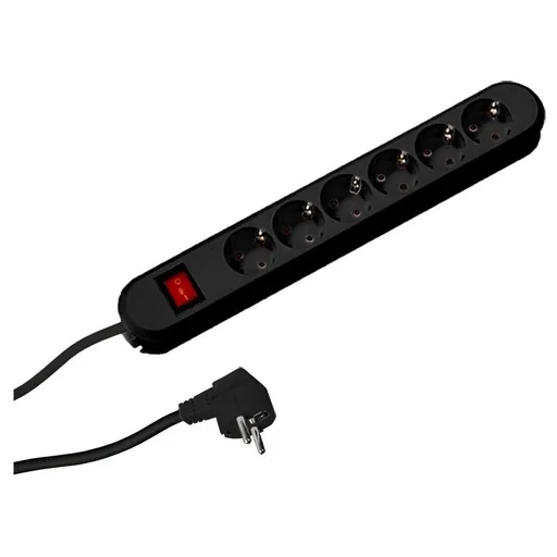 Prelungitor Bachmann SMART 6xCEE7/3 PC, cu intrerupator, lungime cablu 3 m, H05VV-F 3G1.5, NEGRU, demontabil BM-381.151K