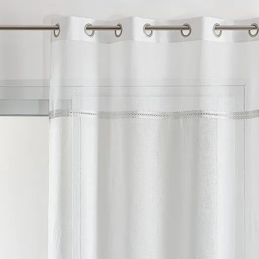 Set de 2 perdele drepte din sticlă colorată cu margine macramé