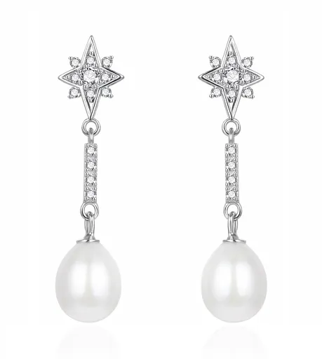 Agato Cercei frumoși cu zircon și perlă AGT-E090PW-P