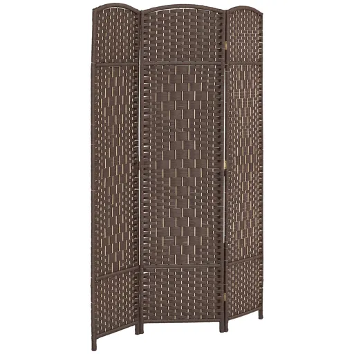 HOMCOM Paravan interior din lemn 3 panouri separator de cameră pliabil pentru living dormitor 135 x 180 cm maro | Aosom Romania