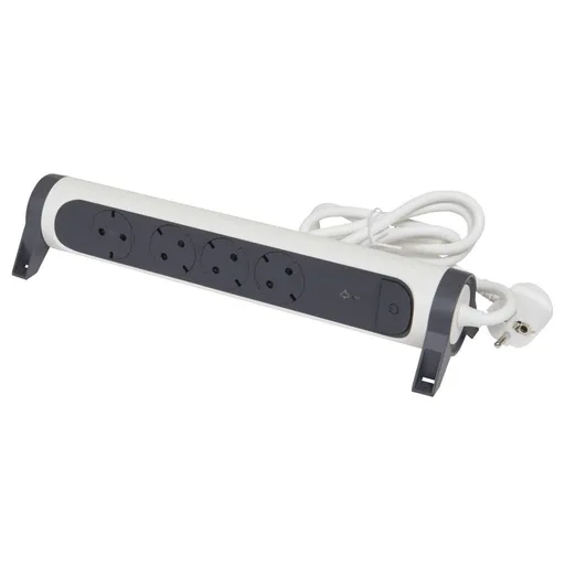 Prelungitor mobil Premium rotativ 4x2P+T SPD-Supratensiune si intrerupator 1,5m alb-negru Legrand 694507