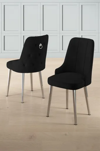 Set scaune 4 piese, Hanah Home, Newa, Negru / Crom