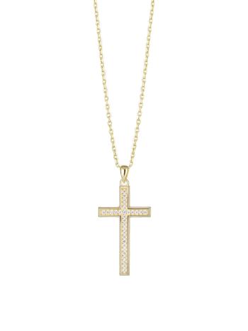 Preciosa Colier placat cu aur cu zirconiu cubic Preciosa Cross Candy 5407Y00