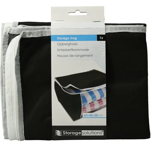 Sac de depozitare sub pat, 60 x 45 x 30 cm, negru