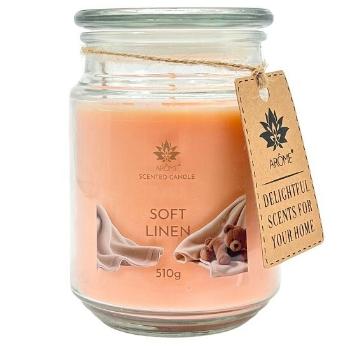 Lumânare Arome 510 g, în sticlă, Soft Linen, somon