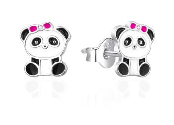 Agato Cercei din argint cu email Panda AGT-ED015P