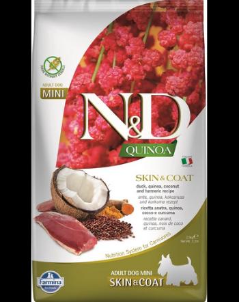 FARMINA N&amp;D Quinoa Mini Skin&amp;Coat hrana caini talie mica 2,5 kg rata si nuca de cocos