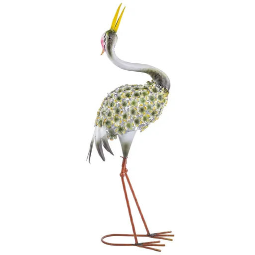 Outsunny Statui de grădină, sculptură de stârc din metal, statui de păsări 71 cm, pentru curte, iaz, terasă, verde | Aosom Romania