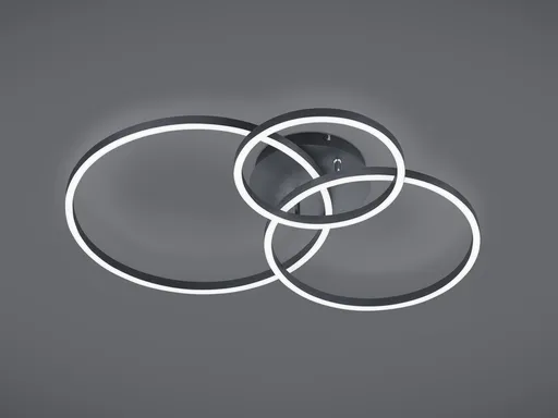 Plafoniera Winona, TRIO, 78x60x11.5 cm, 28W / 10W, 2x SMD, metal, negru mat