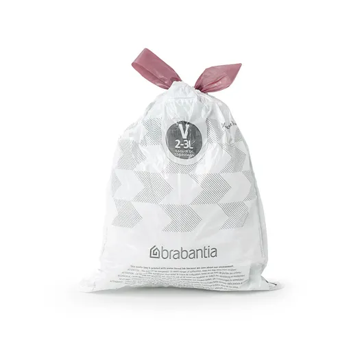 Saci de gunoi Brabantia PerfectFit NewIcon 1005507, Dimensiune V, 3 L, 40 buc, Alb