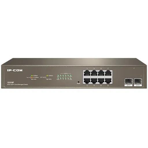 IP-COM 10-Port Gigabit Ethernet managed switch, G3310F; Network standard: IEEE 802.3, IEEE 802.3u, IEEE 802.3ab, IEEE 802.3x,