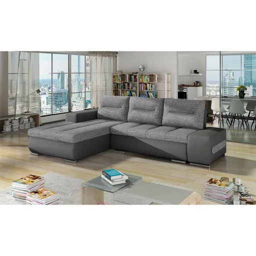 Coltar extensibil stanga 4 locuri ELTAP, Ov11, Ottavio, 275x180x85 cm, lemn/poliester, gri/gri inchis