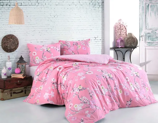 Lenjerie de pat dubla King (FR), L'essentiel Maison, Ardenya, Pulbere / Alb