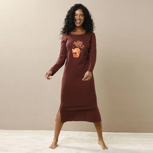 Cămașă de noapte lungă cu imprimeu vulpe