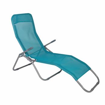 Șezlong de grădină Aldotrade pliabil 137x58 x94cm, albastru
