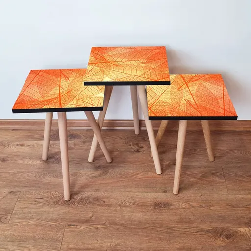 Set masute 3 piese, Hanah Home, 3Shp359, Portocaliu / Galben