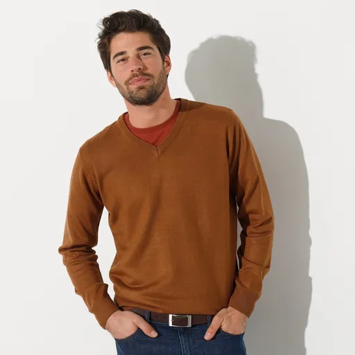 Pulover cu decolteu în V, 100% acrilic