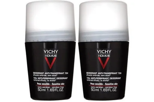 Vichy Set deodorante cu bile pentru piele sensibilă Homme 72H (Deodorant Anti-Transpirant) 2 x 50 ml