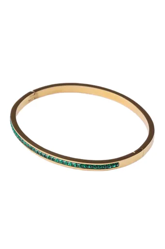 Emily Westwood Brățară solidă placată cu aur cu cristale verzi Virella EWB250386G