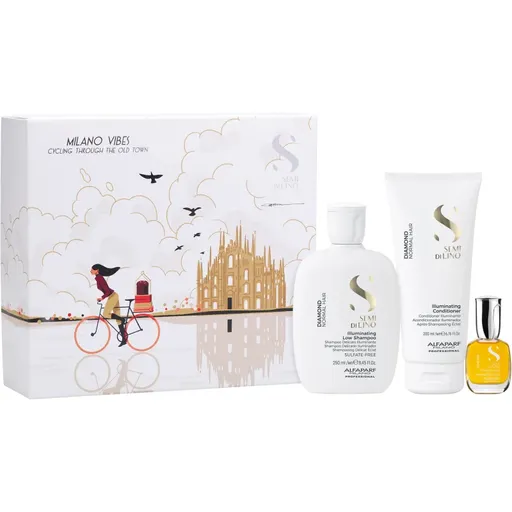 Alfaparf Milano Semi di Lino Diamond Holiday Kit set cadou pentru un par stralucitor si catifelat
