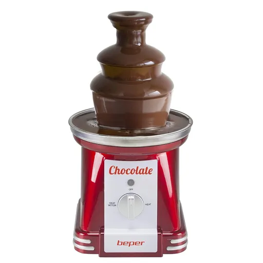 Fantana pentru ciocolata Beper P101CUD200, 90W, 750 ml, 3 nivele, Miscare si temperatura constanta, Rosu