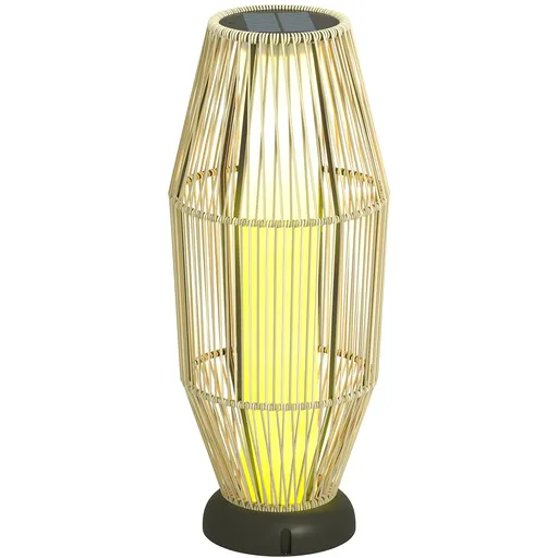 Outsunny Lampă Solară de Grădină cu Iluminare LED din Rattan, Gri | Aosom Romania