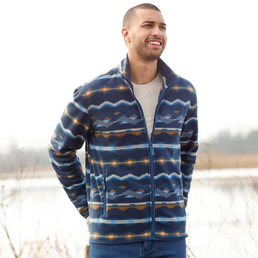 Hanorac cu fermoar din microfleece anti-scărpaturi și model colorat