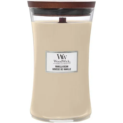 Lumânare parfumată vază mare WoodWick Vanilla Bean, 609 g
