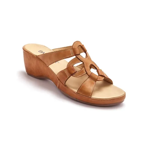 Papuci din piele cu toc plat Pédiconfort