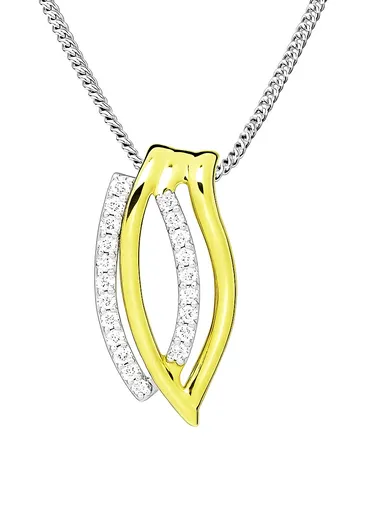 Silver Cat Colier elegant din argint cu zirconii Bicolor SC599 (lănțișor, pandantiv)