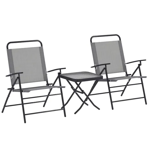 Outsunny Set Mobilier de Grădină din 3 Piese cu Scaune cu Spătar Reglabil și Masă, 64x70x87 cm, Gri | Aosom Romania