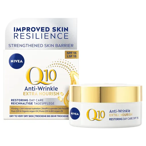 Nivea Cremă nutritivă antirid de zi Q10 OF 15 (Anti-Wrinkle Extra Nourishing Cream) 50 ml