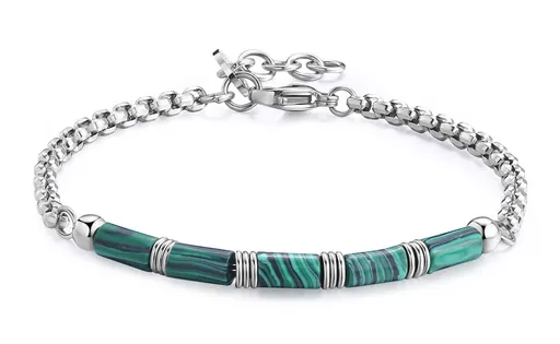 S'Agapõ Brățară originală din oțel cu malachit Riot SRT28