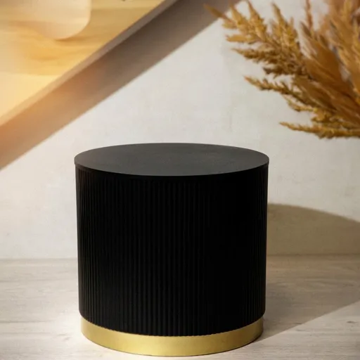 Masuta de cafea Tabi, Homla, 40x36 cm, MDF, negru/auriu