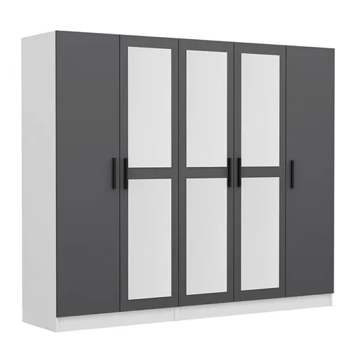 Dulap pentru haine, Hanah Home, Kale, 225x190x52 cm, Antracit