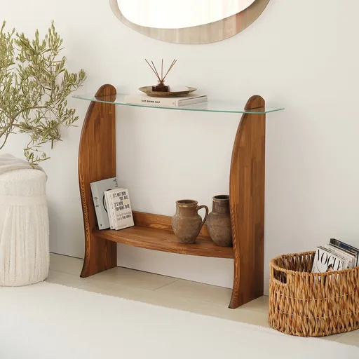 Dulap, Hanah Home, Surf, 106x90x30 cm, Castaniu / Transparent