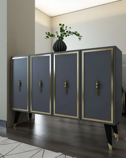 Consola, Hanah Home, 8172KM-32, 120x80x29.6 cm, PAL , Antracit / Aur