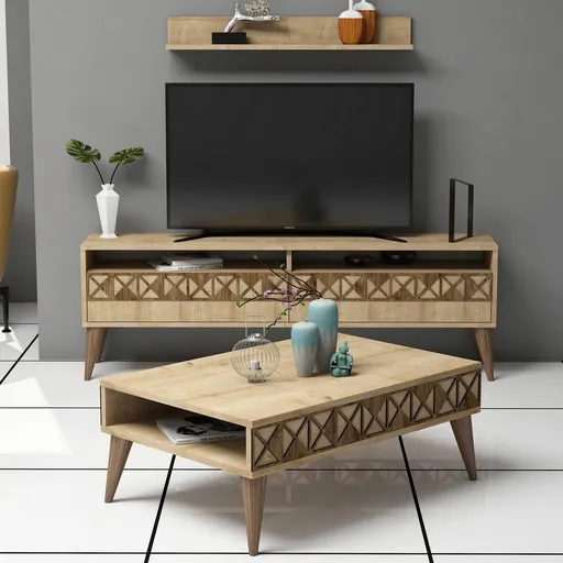 Set mobilier living, Hanah Home, Line, Stejar
