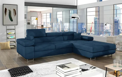 Coltar extensibil dreapta 4 locuri ELTAP, Armd-41, Armando, 289x203x85 cm, lemn/poliester, albastru inchis