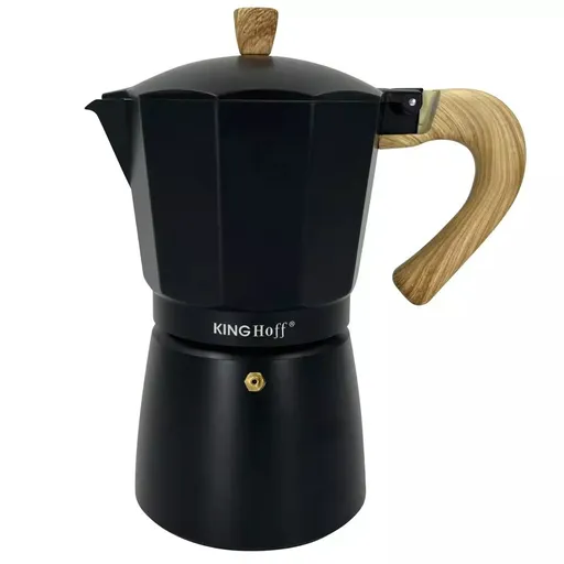 Cafetiera moka Kinghoff KH 1888, 12 cesti, 600 ml, Aluminiu, Inductie, Negru