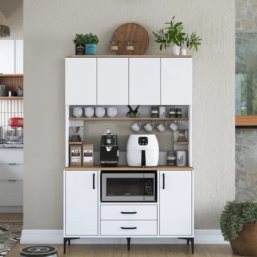 Dulap multifunctional, Hanah Home, JE168, 120x184.2x40 cm, Alb/Maro