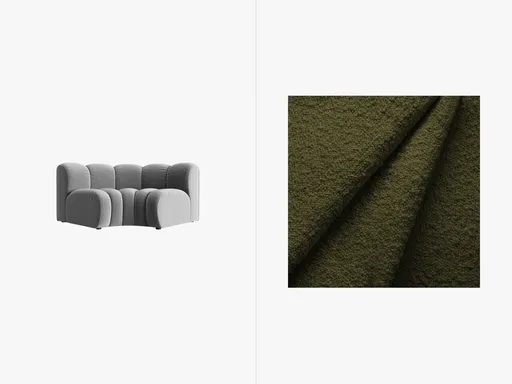 Modul pentru canapea, 1 loc, Lupine-101, Micadoni Home, 185x95x70 cm, tesatura boucle, oliv inchis