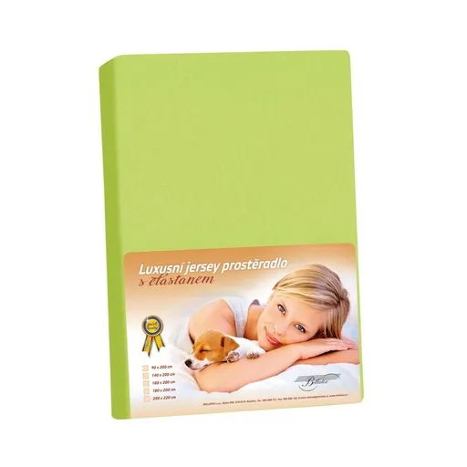 Cearșaf din jersey cu elastan verde, verde, 180 x 200 cm