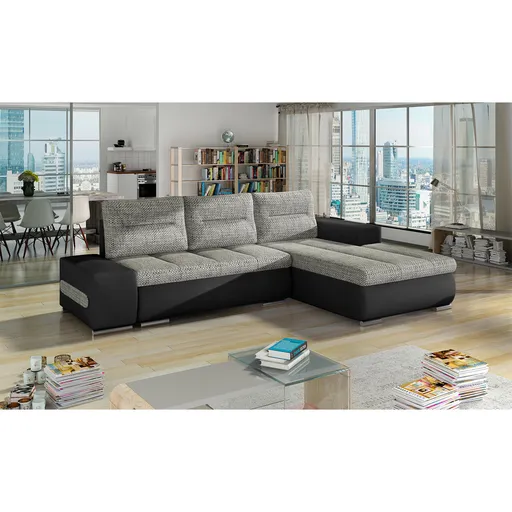 Coltar extensibil dreapta 4 locuri ELTAP, Ov13, Ottavio, 275x180x85 cm, lemn/poliester, gri/negru