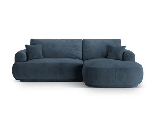 Coltar extensibil dreapta 5 locuri, modular, cu lada depozitare, Ella, Micadoni Home, 271x174x94 cm, tesatura structurata chenille, albastru inchis