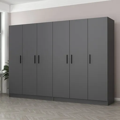 Dulap pentru haine, Hanah Home, Kale, 270x190x52 cm, Antracit