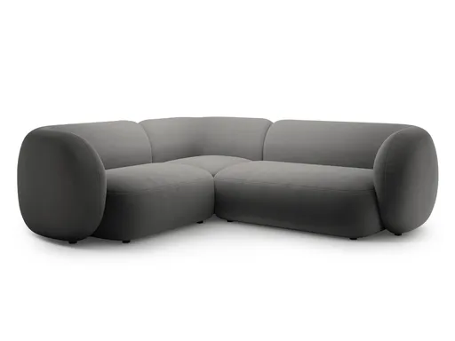 Coltar stanga 4 locuri, Kate, Micadoni Home, 252x220x76 cm, catifea, gri inchis